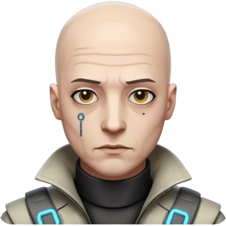 cyberpunk poor man whihout hair emoji