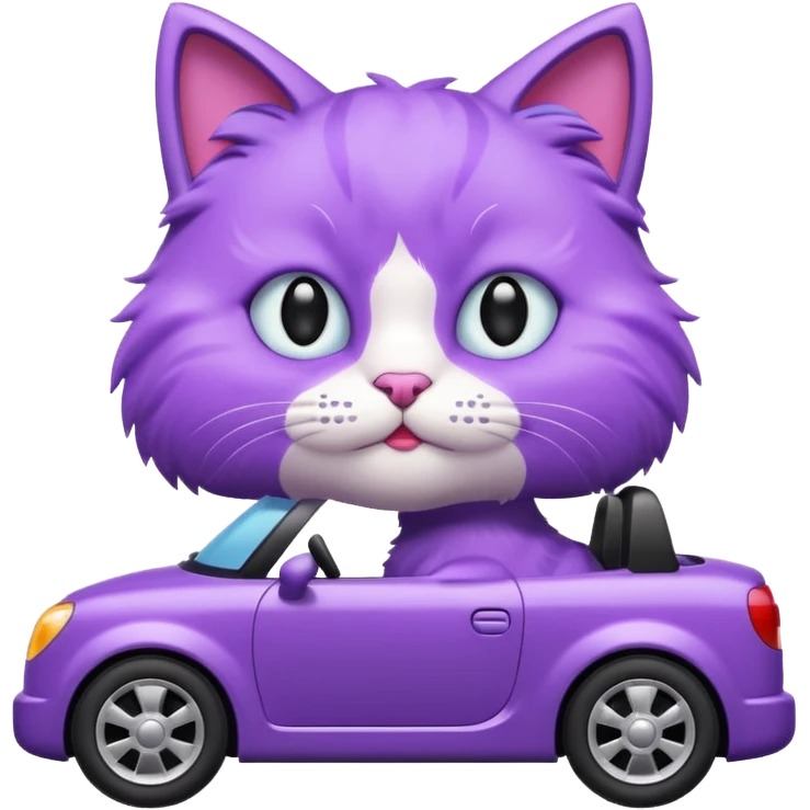 purple cat driving a car  emoji