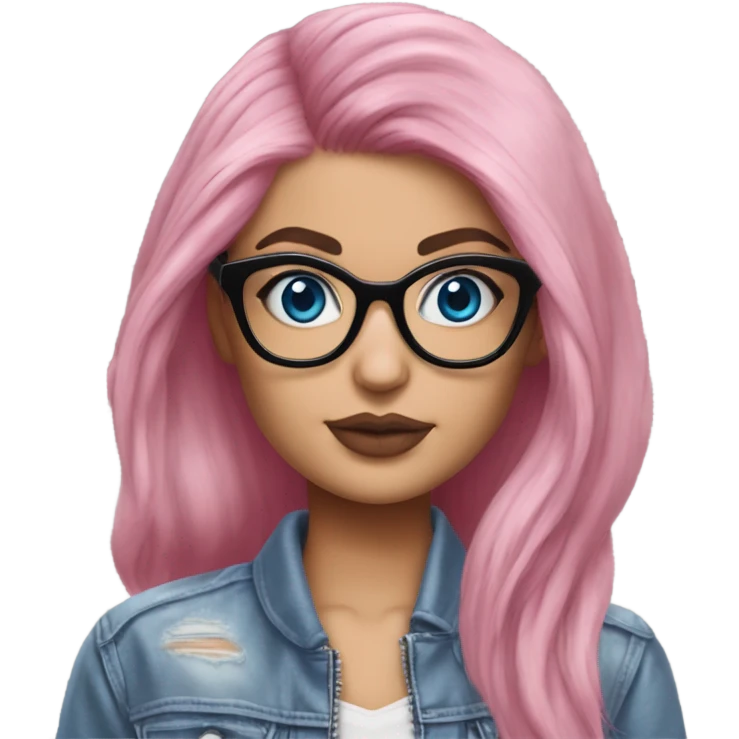 Hyper Realistic kylie jenner pink hair blue eyes and glasses  emoji