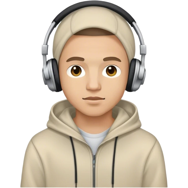 Guy wearing a hoodie and headphones ￼ emoji