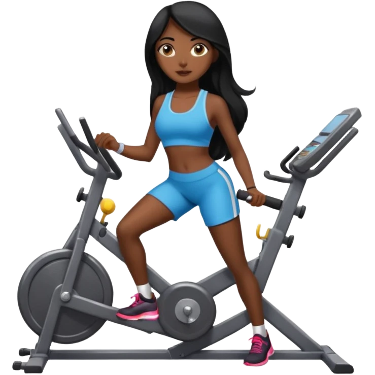 Long black hair desi girl with gym equipment emoji