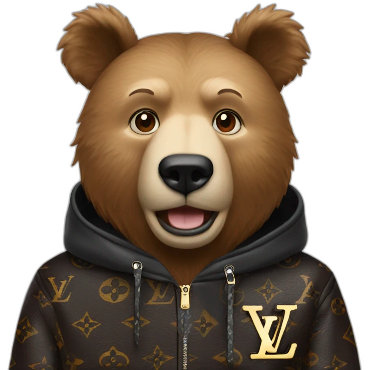 bear wearing Louis Vuitton hoodie emoji