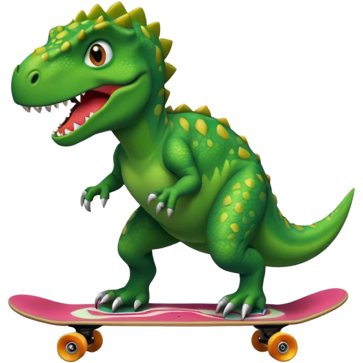 Dinosaur on a skateboard emoji