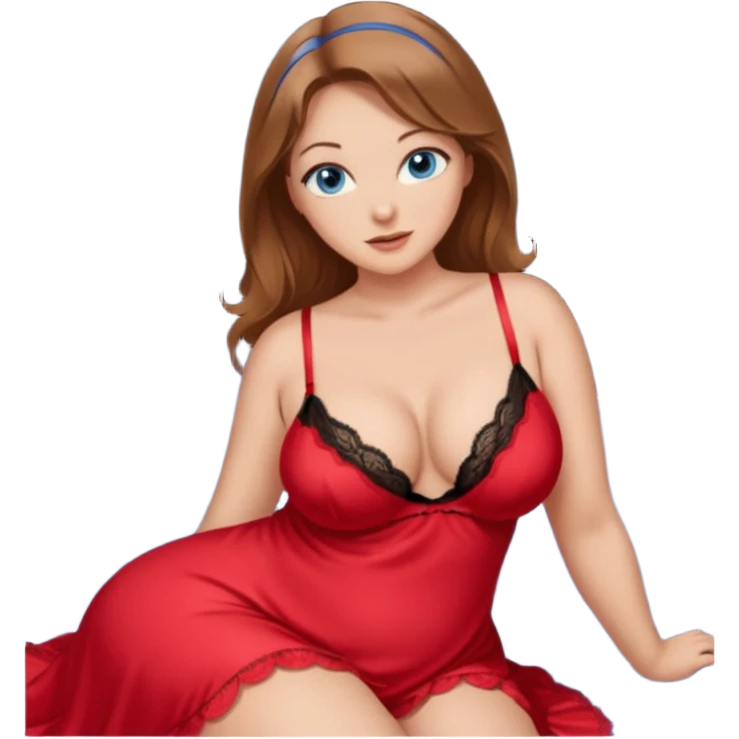 Red nightgown Lingerie curvy big ass light brown hair blue eyes emoji