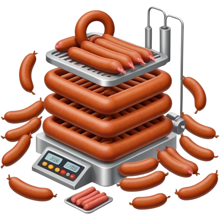 sausage factory with meat processing equipment and sausages emoji