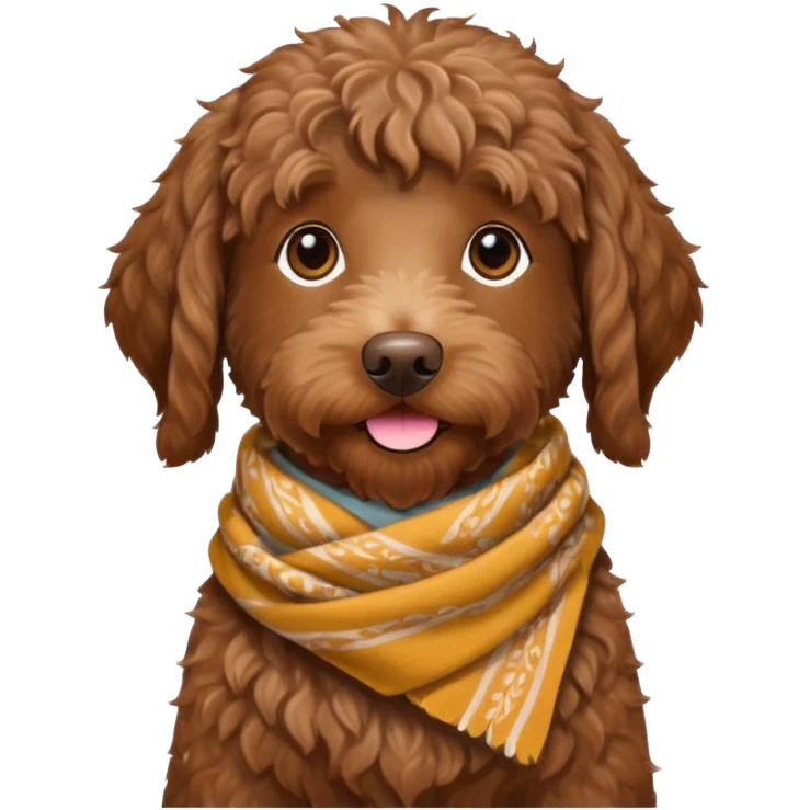 Brown labradoodle in scarf emoji