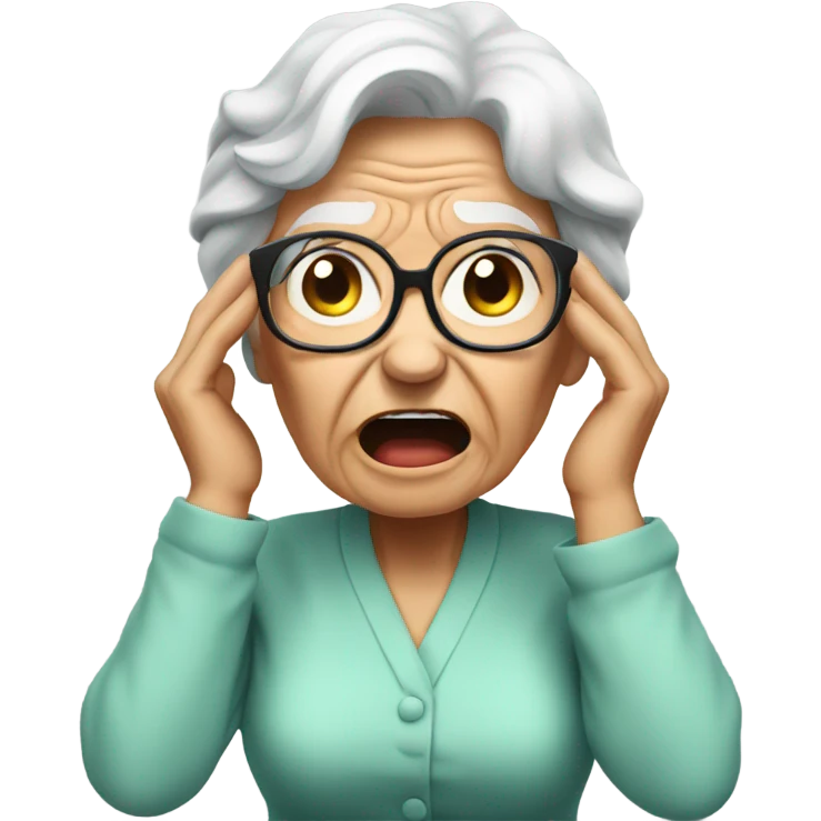 angry grandma can't hear cup her hand to her ear emoji