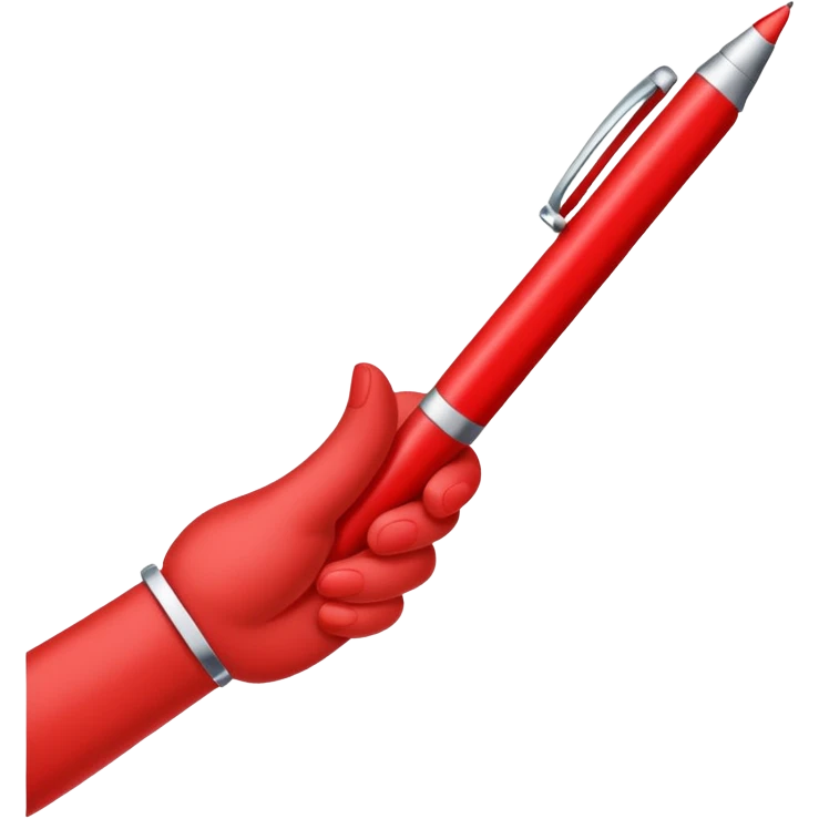 рука готовая к письму держит красную ручку emoji