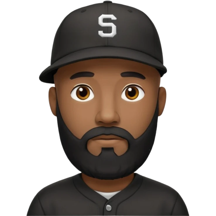 Dark Medium skin bald man with long black beard backwards baseball hat  emoji