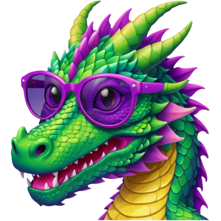 colorful dragon wearing sunglasses emoji