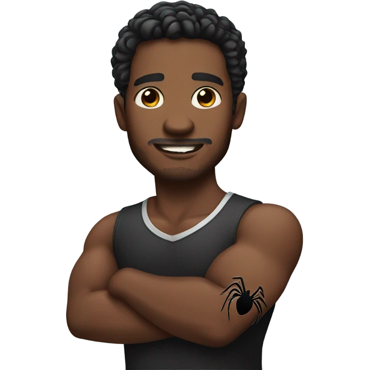 a black handsome man with a spider bite on his arm emoji
