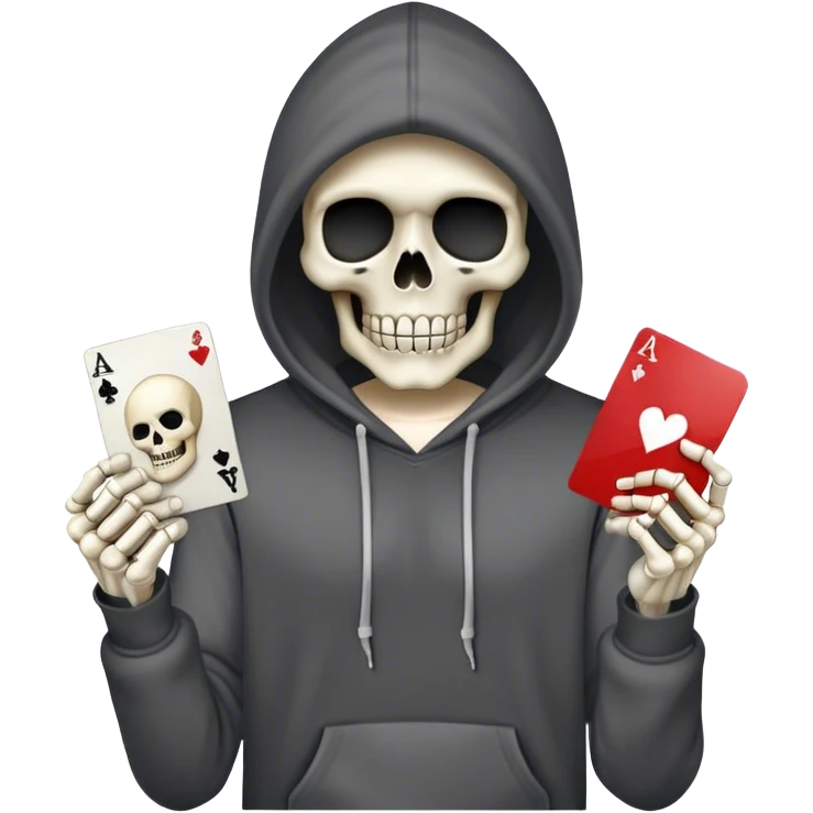 skeleton holding ace card in hoodie ￼ emoji