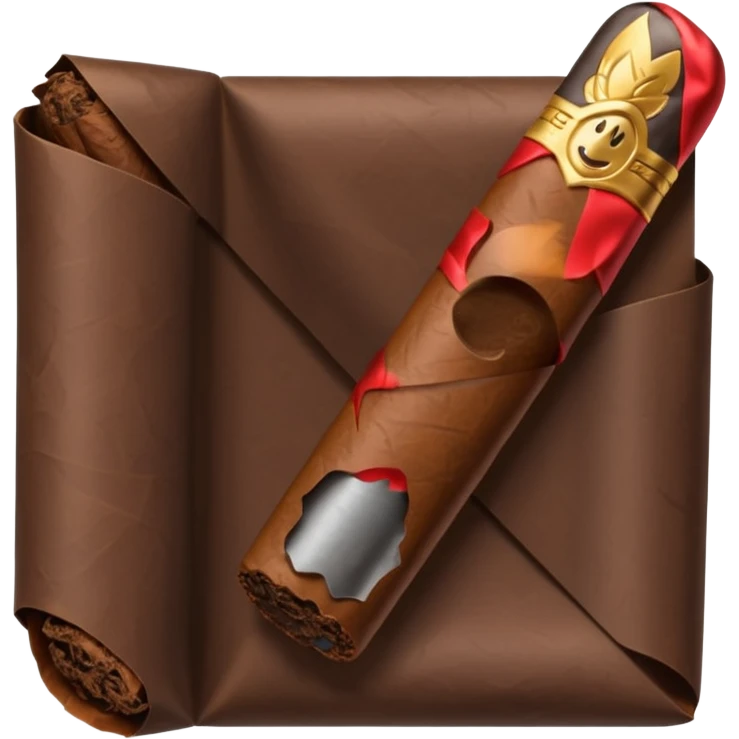 Emoji-style cigar icon, dark brown wrapper, subtle smoke, minimalistic, clean silhouette emoji