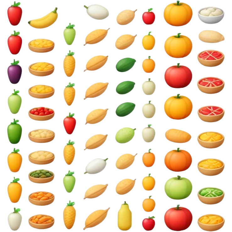 food arranged in a neat row emoji