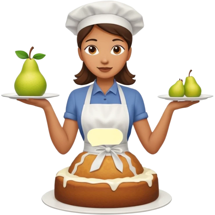woman making pear cake emoji