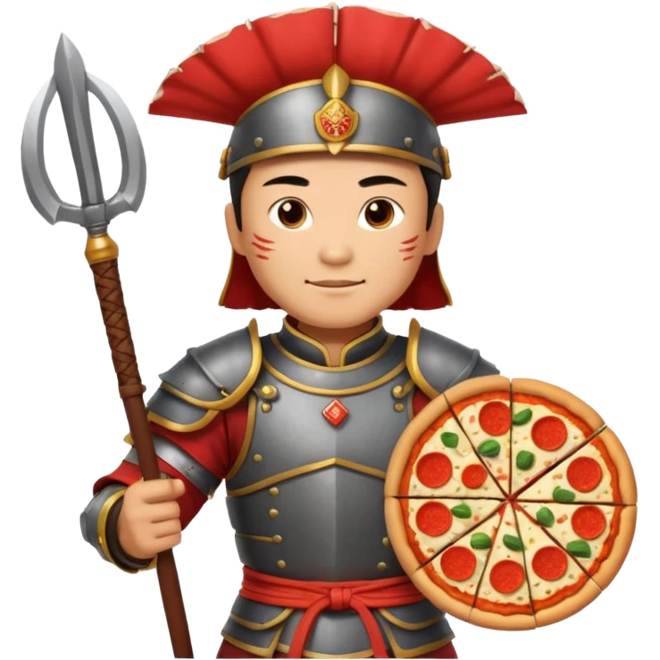 chinese ancient warrior with pizza emoji