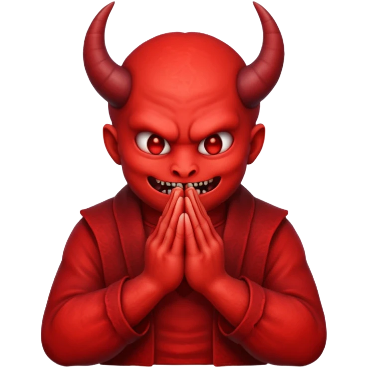 The demon emoji with praying hands next to it  emoji