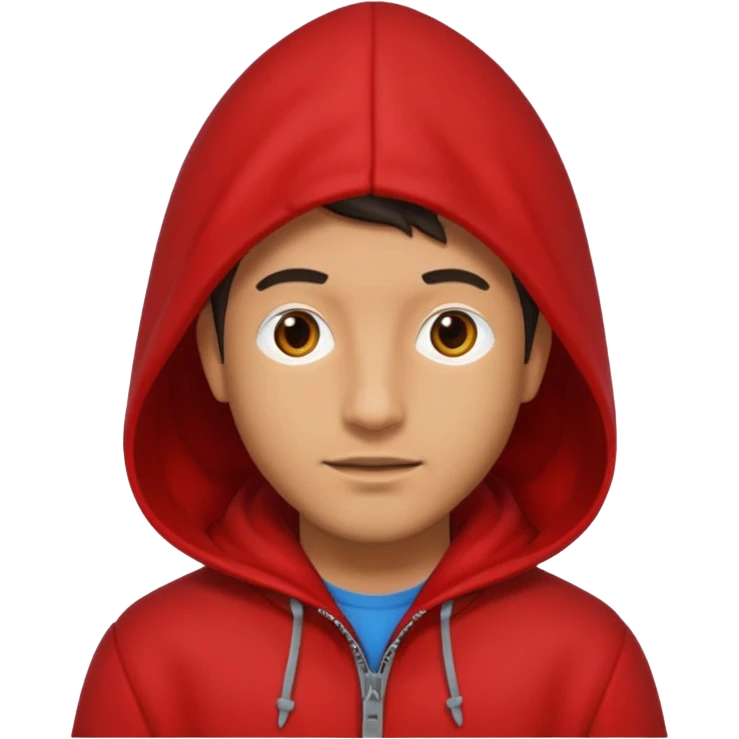 Man in red coat, hood up emoji