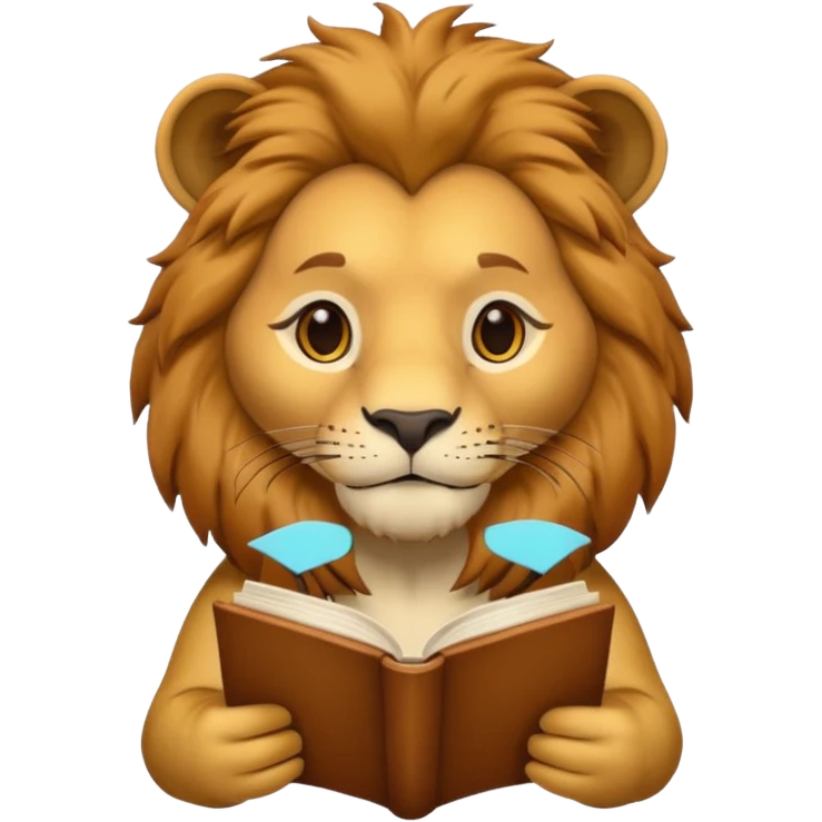 lion reading a book emoji