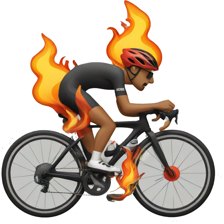 cyclist with flames emoji
