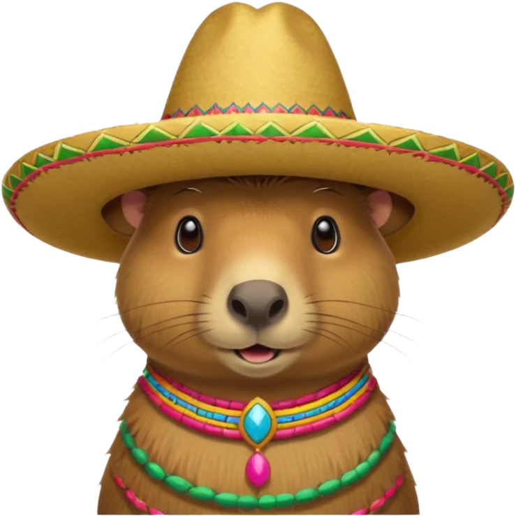 Capibara wearing a Mexican hat emoji