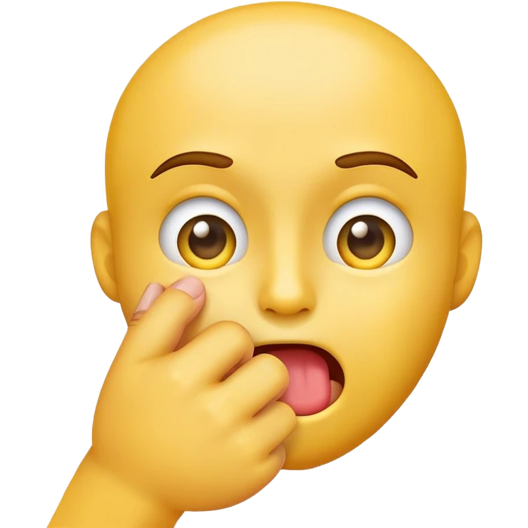 classic yellow face emoji biting a finger with shy expression emoji