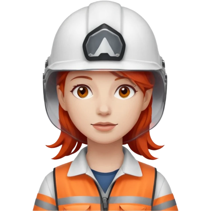 Mujer pelo rojo con casco blanco emoji