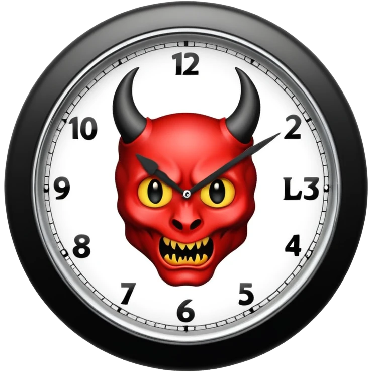 Devil clock giving the L symbol emoji