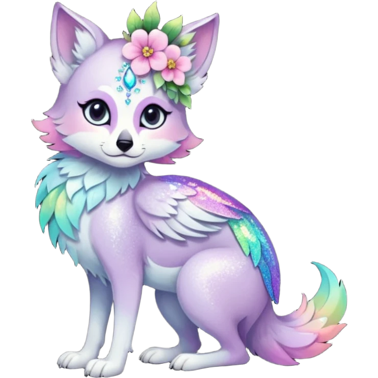 Multicolored sparkly pastel dark iridescent light pale gloomy spooky cute adorable pretty cool elegant realistic floral exotic Falvie-Fionbri, full body emoji
