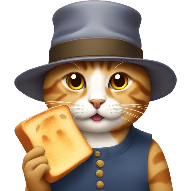 cat eatng bread with a hat emoji