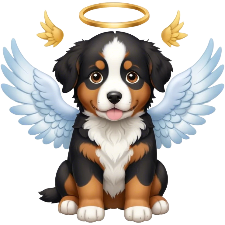 baby bernese mountain dog with angel wings and halo emoji