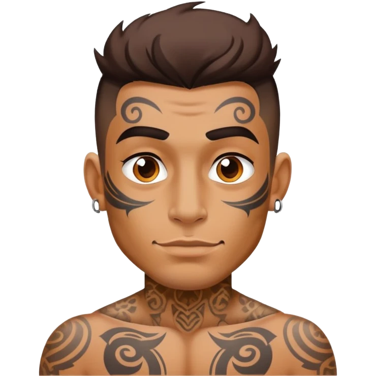 Cool tan guy with a lot of tattoos on the face  emoji