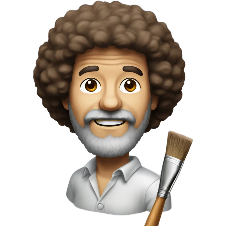 bob ross with a paintbrush thats covered in paint emoji