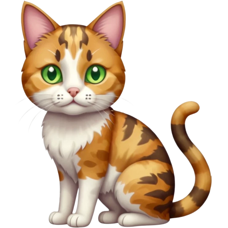 full body anxious looking colourful patchy light calico tabby cat emoji