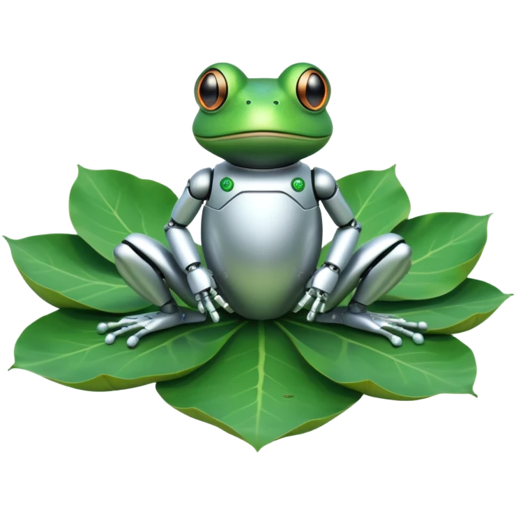 robot frog on lotus leaf emoji