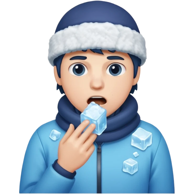 یک شکلک که یک ادم در دهان ان یخ است emoji