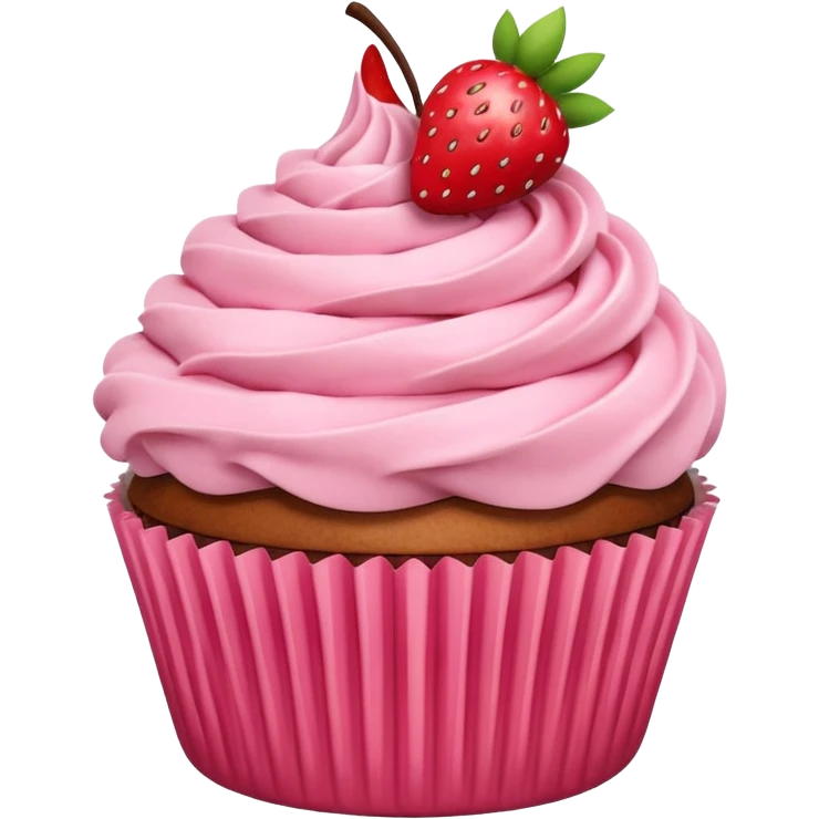 cupcake de morango com chocolate em cima emoji