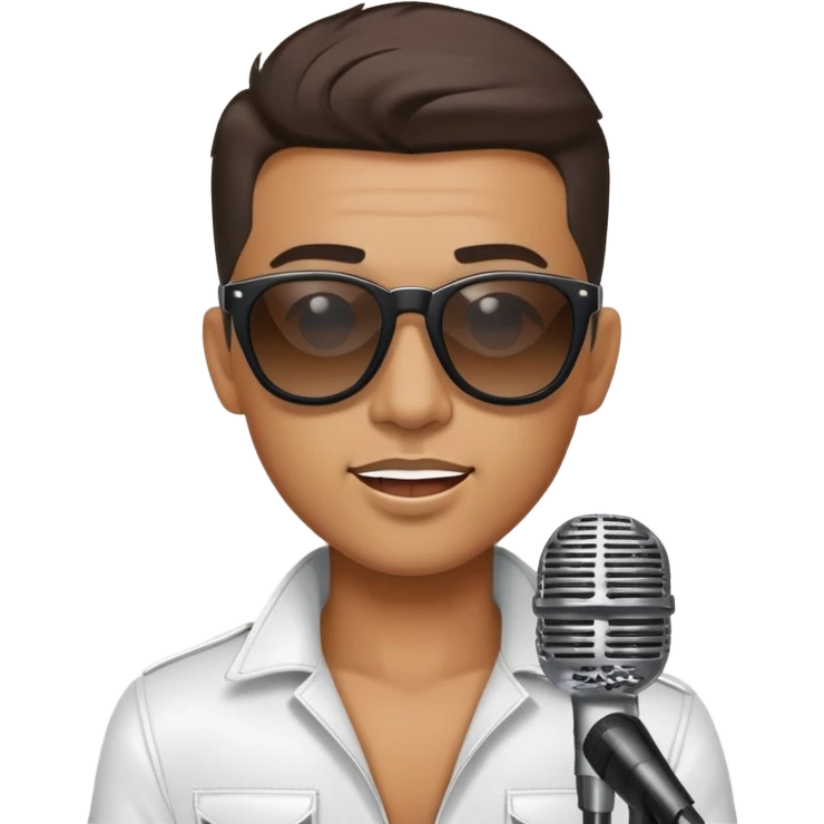 cool male singer with sunglasses and microphone emoji