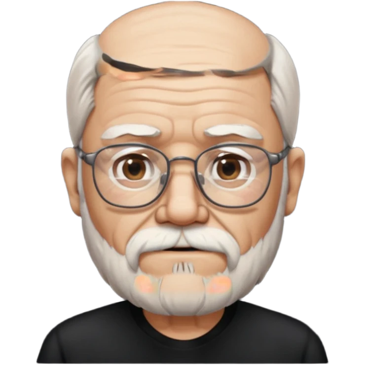 bearded old man with eyeglasses black shirt emoji