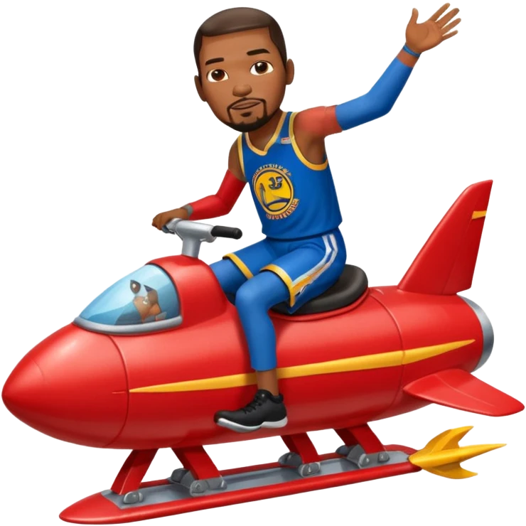 Kevin Durant riding a red rocket emoji