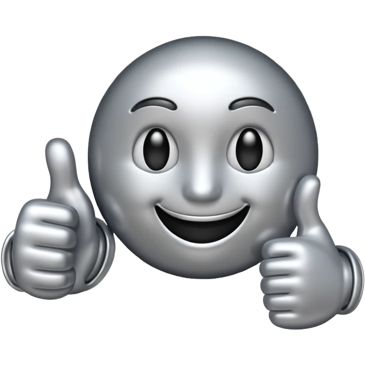 Create silver color emoji with likes thumbs  emoji