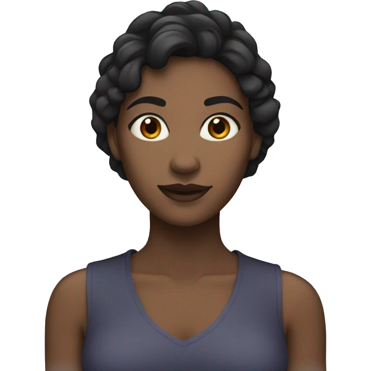 A woman dark hair and skin color emoji