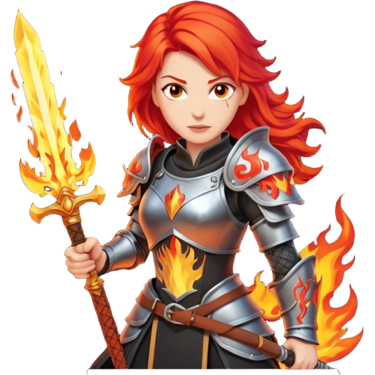 woman fire armored warrior emoji