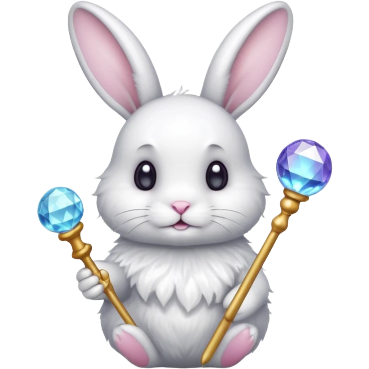 White bunny with wand and with crystal ball emoji