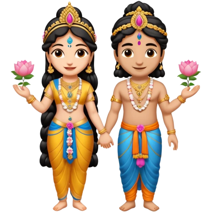 Krishna and Radha cute standing together with fuet emoji