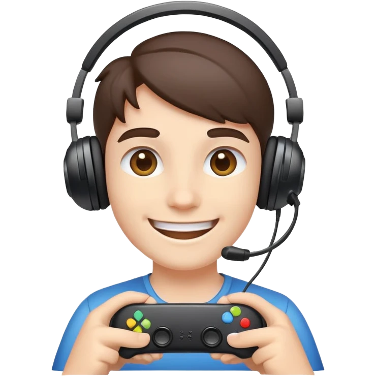 happy face with a headset playing video games emoji