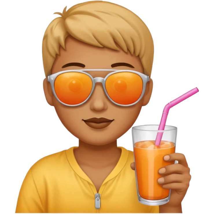 Sun is wearing sunglasses and drinking juice with stra emoji