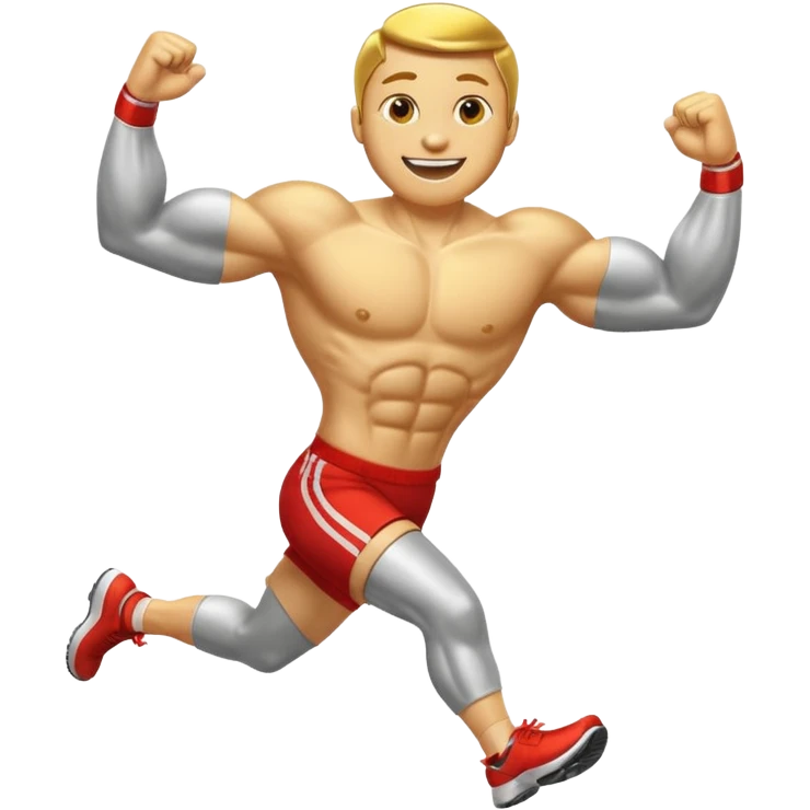 athletic coin with eyes, mouth, arms and legs emoji