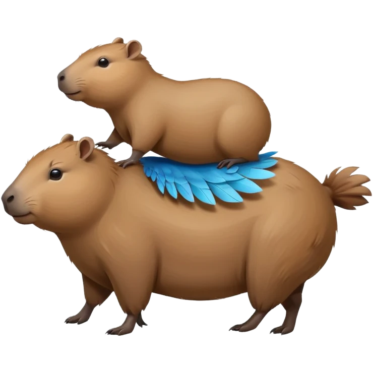 Capybara flying on top of a bird emoji
