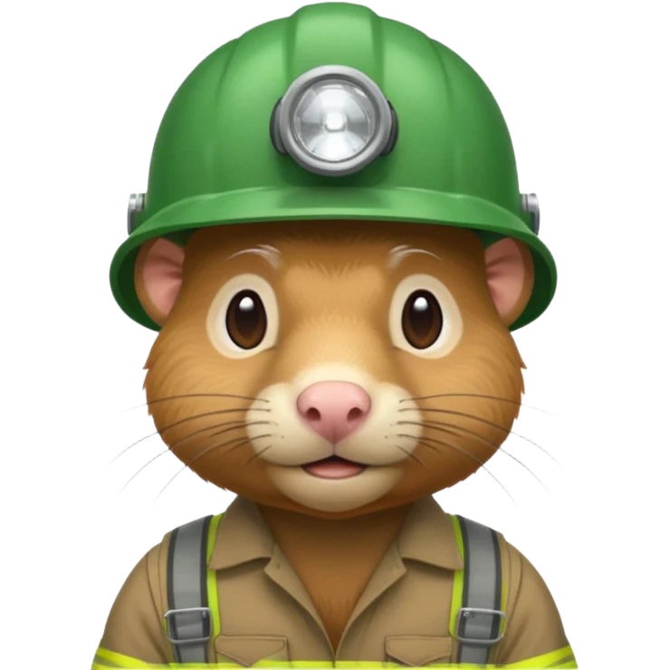 a mole rat, green helmet, headlamp, worker cloth emoji
